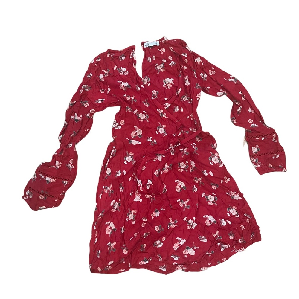 Wrap around mini dress long sleeves